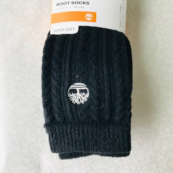 Timberland Women's Boot Socks Super Soft Black 3 Pairs Size: 6.5-9.5 - Picture 2 of 4